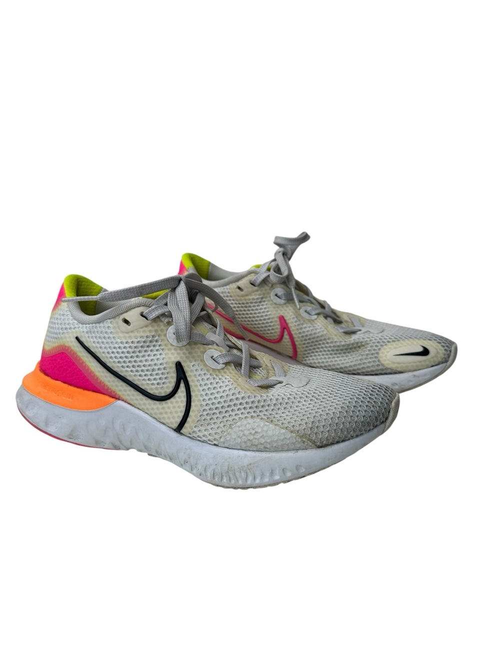 Nike Renew Run CK6360-005 White Pink Orange Lightweight Running Shoes size 7.5